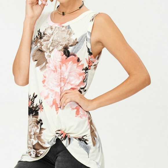 Floral Print Top with Knot Detail - Picture 3 of 5
